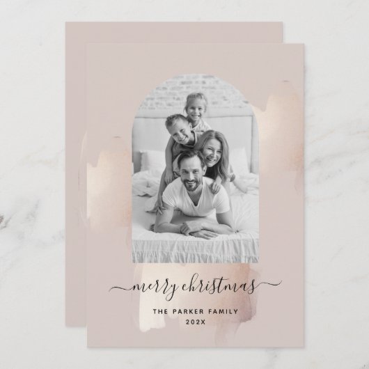 Chic-penseelstreek | Kerst-kerstfoto-ingang Feestdagenkaart (Voorkant / Achterkant)