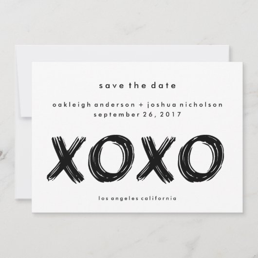 Chic-penseelstreek | XOXO Eenvoudig sparen de Datu Save The Date (Voorkant)