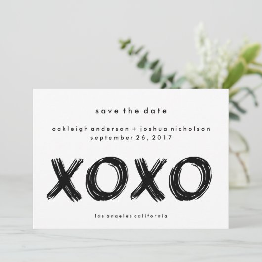 Chic-penseelstreek | XOXO Eenvoudig sparen de Datu Save The Date (Staand voorkant)