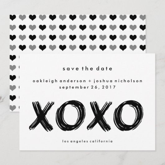 Chic-penseelstreek | XOXO Eenvoudig sparen de Datu Save The Date (Voorkant / Achterkant)