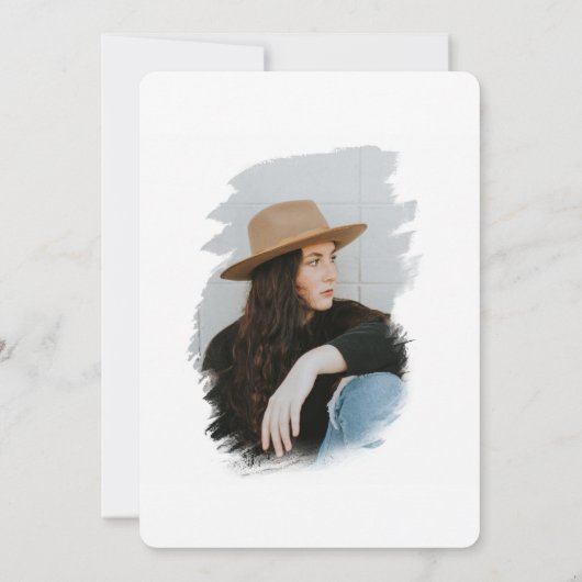 Chic-penseelstreken Afstuderen 2 Afstuderen Foto Aankondiging (Achterkant)