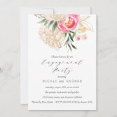 Chic Peonies Gold Flowers Weddenschap Kaart (Voorkant)