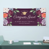 Chic Peonies Roos Floral Afstuderen Graduation Par Spandoek (Beurs)