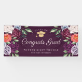 Chic Peonies Roos Floral Afstuderen Graduation Par Spandoek (Horizontaal)