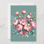 Chic Peony Bouquet in Waterverf Engagement Party Kaart (Achterkant)