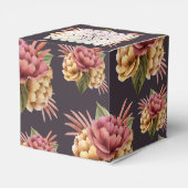 Chic Peony Flowers op Paarse bruine vangdoos Bedankdoosjes (Achterkant)