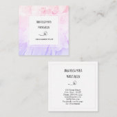 *~* Chic Peony Flowers Pink Lavender Floral Vierkante Visitekaartje (Voorkant / Achterkant)