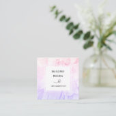 *~* Chic Peony Flowers Pink Lavender Floral Vierkante Visitekaartje (Staand voorkant)