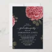 Chic Peony Roos Afstuderen Uitnodiging Sjabloon (Voorkant)