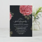 Chic Peony Roos Afstuderen Uitnodiging Sjabloon (Staand voorkant)