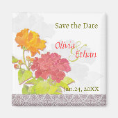 Chic Peony Wedding Save the Date Magneet (Voorkant)