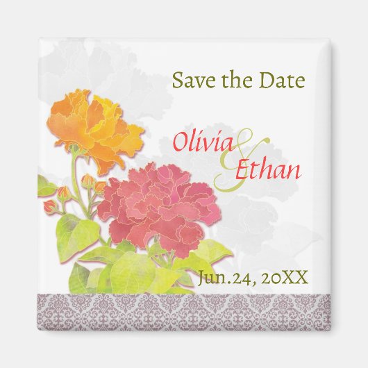 Chic Peony Wedding Save the Date Magneet (Voorkant)
