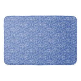 Chic Periwinkle Blue Floral Diamond Pattern Badmat