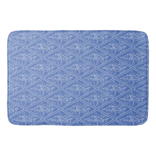 Chic Periwinkle Blue Floral Diamond Pattern Badmat (Voorkant)