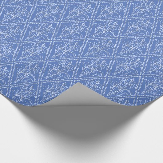 Chic Periwinkle Blue Floral Diamond Pattern Cadeaupapier (Hoek)