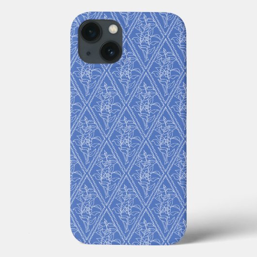 Chic Periwinkle Blue Floral Diamond Pattern Case-Mate iPhone Case (Achterkant)