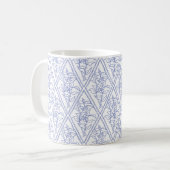 Chic Periwinkle Blue Floral Diamond Pattern Koffiemok (Voorkant links)