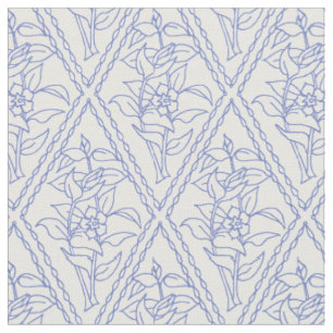 Chic Periwinkle Blue Floral Diamond Pattern Stof