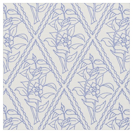 Chic Periwinkle Blue Floral Diamond Pattern Stof (Close Up)