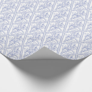 Chic Periwinkle Blue White Floral Diamond Pattern Cadeaupapier