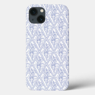 Chic Periwinkle Blue White Floral Diamond Pattern Case-Mate iPhone Case