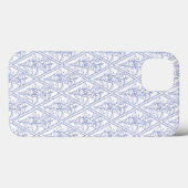 Chic Periwinkle Blue White Floral Diamond Pattern Case-Mate iPhone Case (Achterkant (horizontaal))