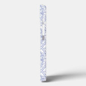 Chic Periwinkle Blue White Floral Diamond Pattern Case-Mate iPhone Case (Achterkant / Links)