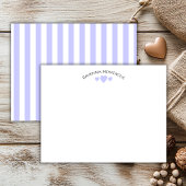 Chic Periwinkle Cracked Hearts Striped Note Card Notitiekaartje