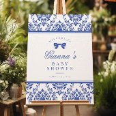 Chic Periwinkle Ribbon Baby shower Welkomstbord Poster