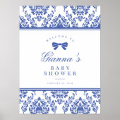 Chic Periwinkle Ribbon Baby shower Welkomstbord Poster (Voorkant)