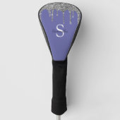 Chic Periwinkle Silver Glitter Drift Monogram Naam Golfheadcover (Voorkant)