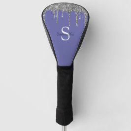 Chic Periwinkle Silver Glitter Drift Monogram Naam Golfheadcover