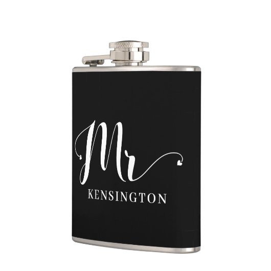 Chic Personalized de heer Pas getrouwd Typografie Heupfles (Links)