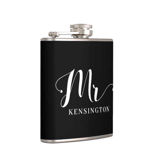 Chic Personalized de heer Pas getrouwd Typografie Heupfles (Rechts)