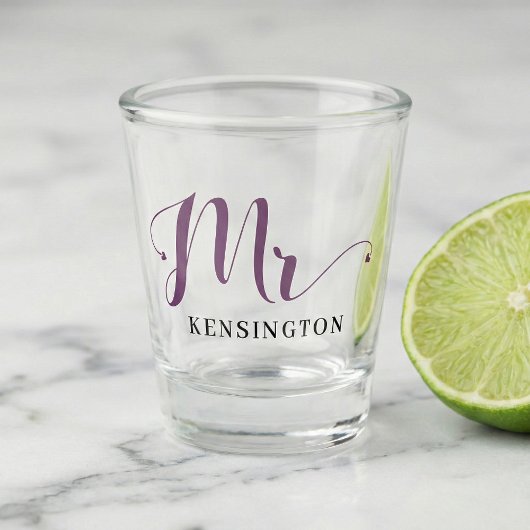 Chic Personalized de heer Pas getrouwd Typografie Shot Glas