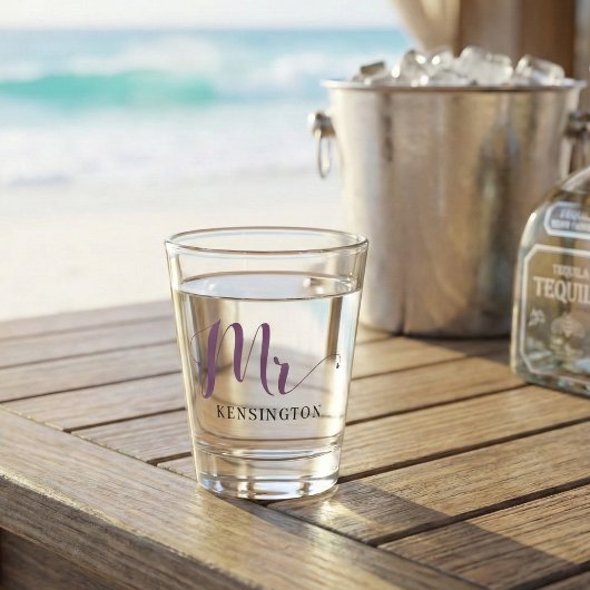 Chic Personalized de heer Pas getrouwd Typografie Shot Glas