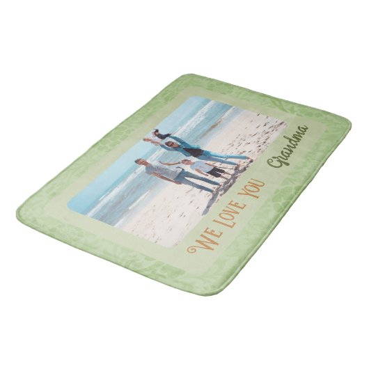 Chic Personalized Photo Text Grandma Gift Green Badmat (Gekanteld)