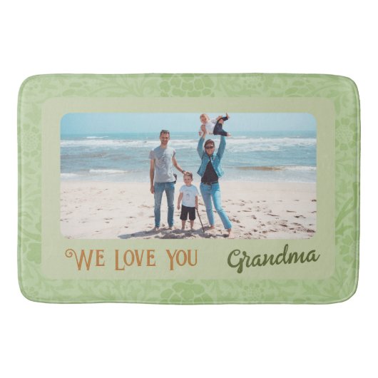Chic Personalized Photo Text Grandma Gift Green Badmat (Voorkant)
