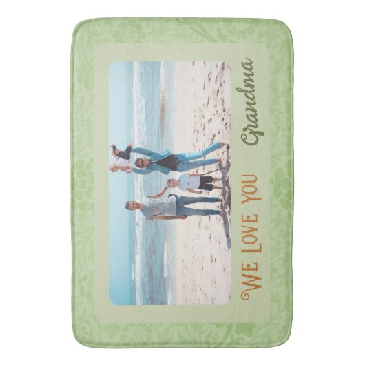 Chic Personalized Photo Text Grandma Gift Green Badmat (Voorkant Verticaal)