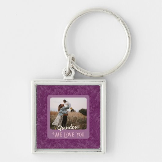Chic Personalized Photo Text Grandma Gift Sleutelhanger (Voorkant)