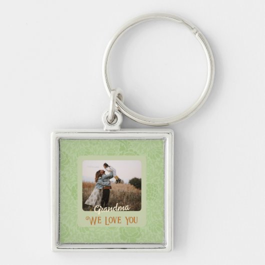 Chic Personalized Photo Text Grandma Gift Sleutelhanger (Voorkant)