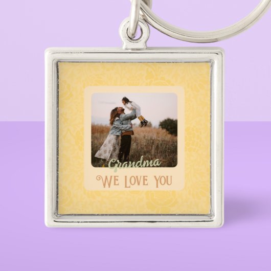 Chic Personalized Photo Text Grandma Gift Sleutelhanger