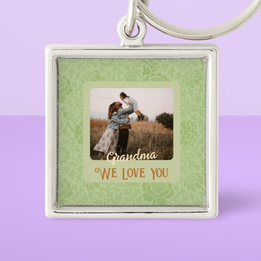 Chic Personalized Photo Text Grandma Gift Sleutelhanger