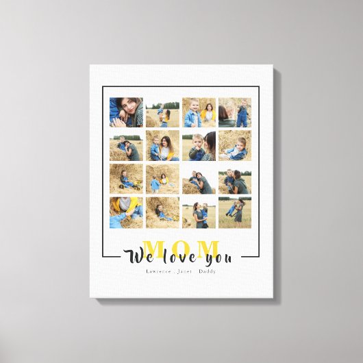 Chic Personalized We houden van je mam Foto's Coll Canvas Afdruk (Voorkant)