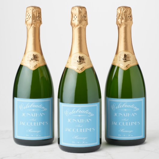 Chic Personalized Wedding Champagne Bottle Labels Sparkling Wijnetiket (Flessen)