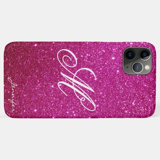 Chic Personated roze magenta Sparkles Glitter Case-Mate iPhone Case (Achterkant (horizontaal))