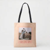 Chic Persoonlijke foto Tekst Grootouders Gift Tote Bag (Voorkant)