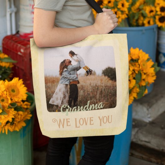 Chic Persoonlijke foto Tekst Grootouders Gift Tote Bag