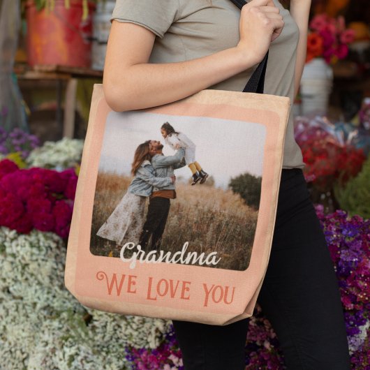Chic Persoonlijke foto Tekst Grootouders Gift Tote Bag