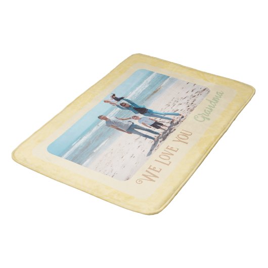 Chic Persoonlijke fototekst Grootma Gift Yellow Badmat (Gekanteld)